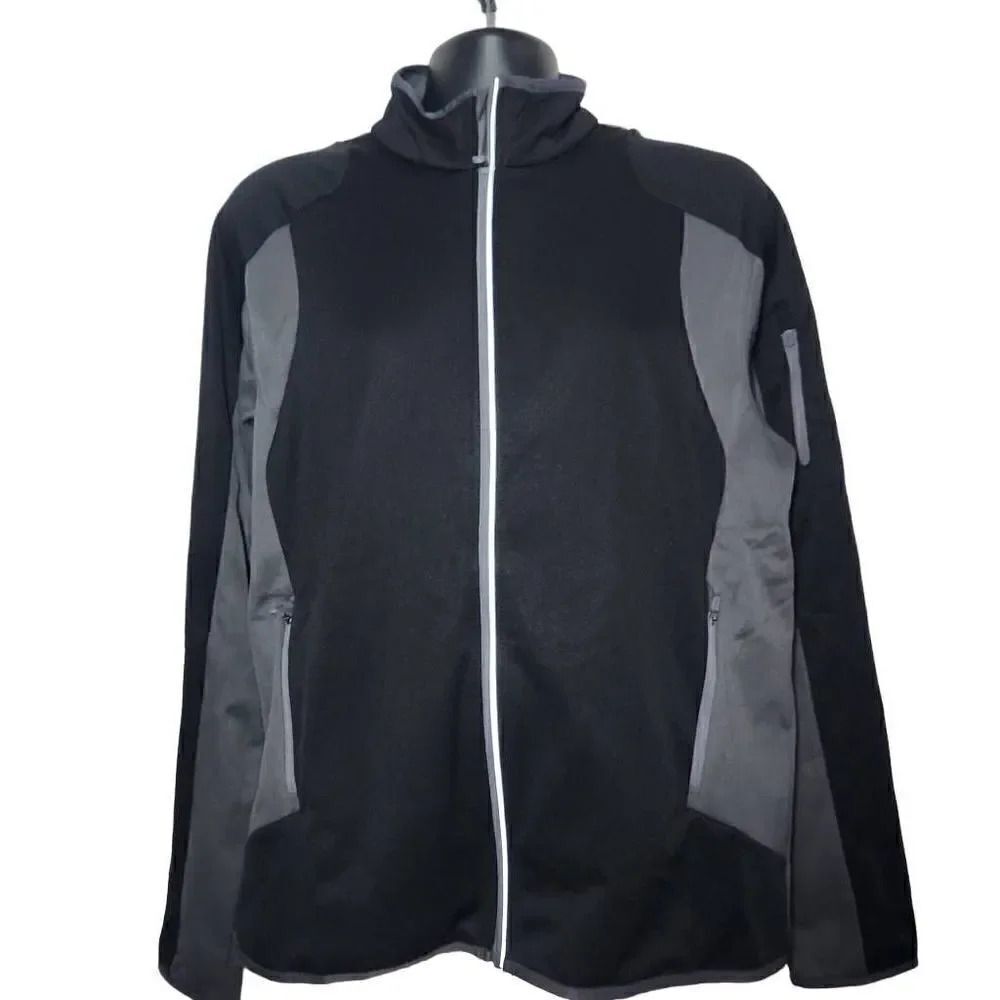 North End Men's Size Large Black Gray Zip Up Track Jacket